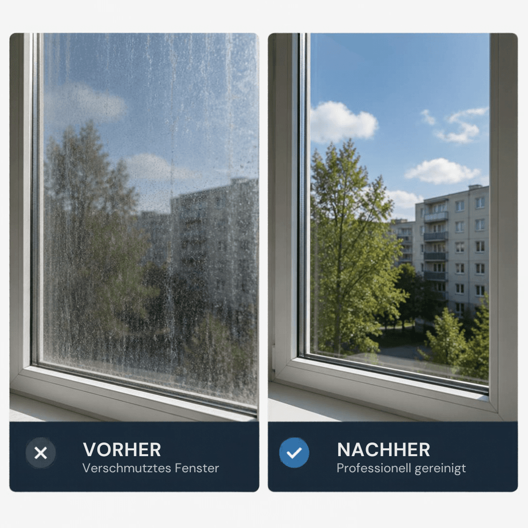 Vorher-Nachher-Vergleich einer professionellen Fensterreinigung